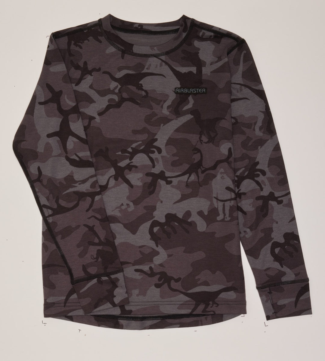 Airblaster Juniorska Bluzka Base Layer Black Dinoflage