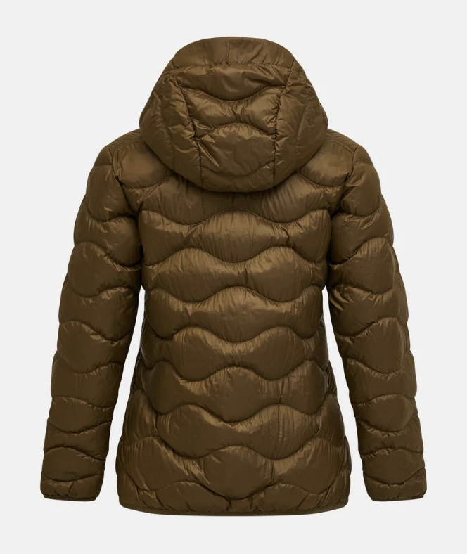 Peak Performance Damska Kurtka Helium Down Hood Meadow Moss/Sierra Sand