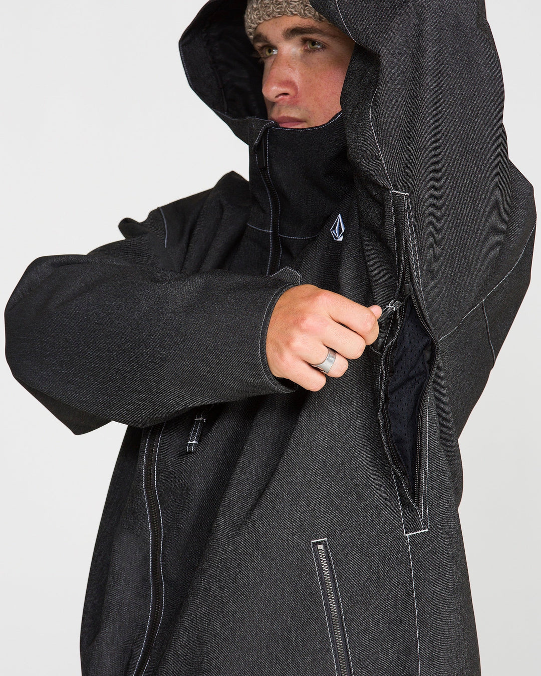 Volcom Top Stitch Black Denim - Kurtka snowboardowa