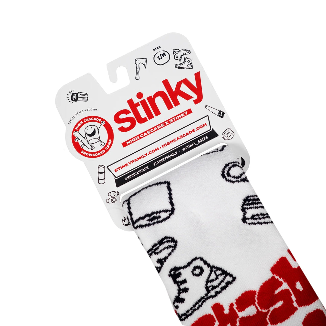 Stinky HCSC x Stinky 2.0 White/Red - Skarpety Snowboardowe