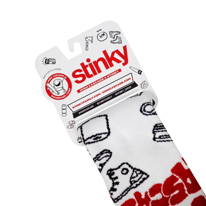 Stinky HCSC x Stinky 2.0 White/Red - Skarpety Snowboardowe