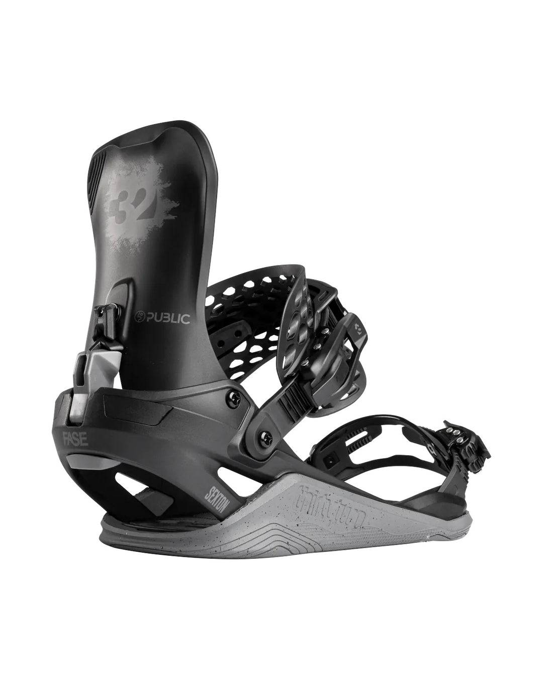 ThirtyTwo Basin Public FASE Black/Gray - Uniseksowe wiązania snowboardowe