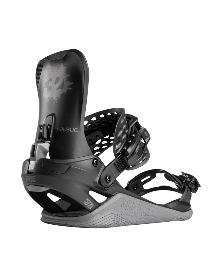 ThirtyTwo Basin Public FASE Black/Gray - Uniseksowe wiązania snowboardowe