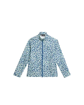 J.Lindeberg Evertine Rain Jacket Print Leopard Aruba Blue