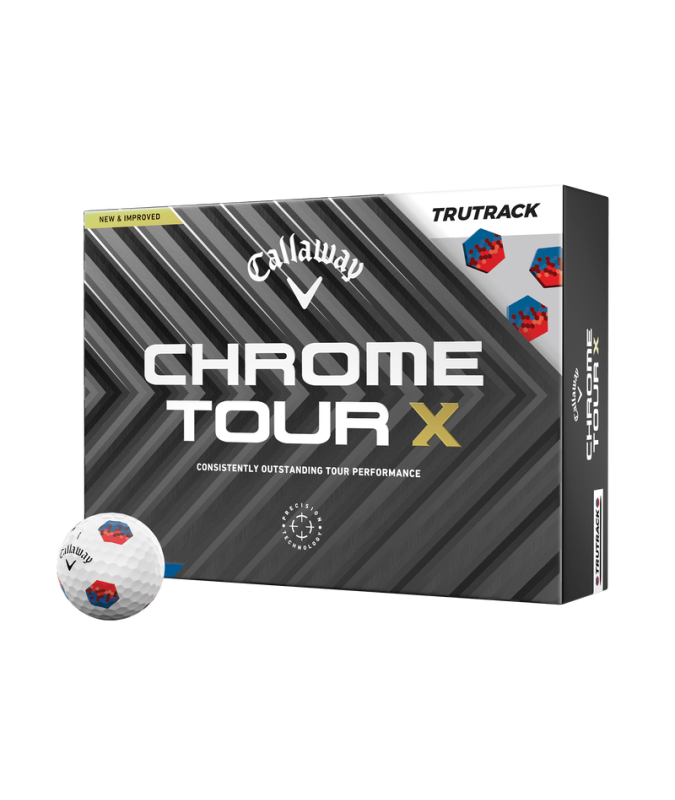 Callaway Piłki Chrome Tour X Blue/Red Truvis Track