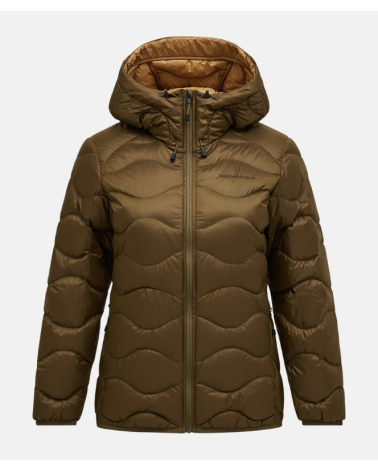 Peak Performance Damska Kurtka Helium Down Hood Meadow Moss/Sierra Sand