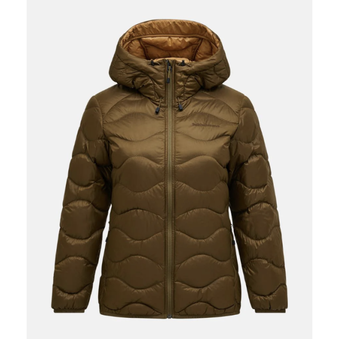 Peak Performance Damska Kurtka Helium Down Hood Meadow Moss/Sierra Sand